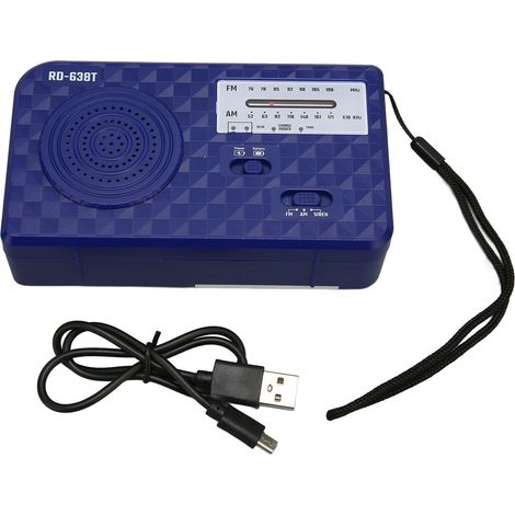 Radio solaire à manivelle, rechargeable portable FM AM météo d'urgence avec lampe LED pour extérieur bleu (1/5)