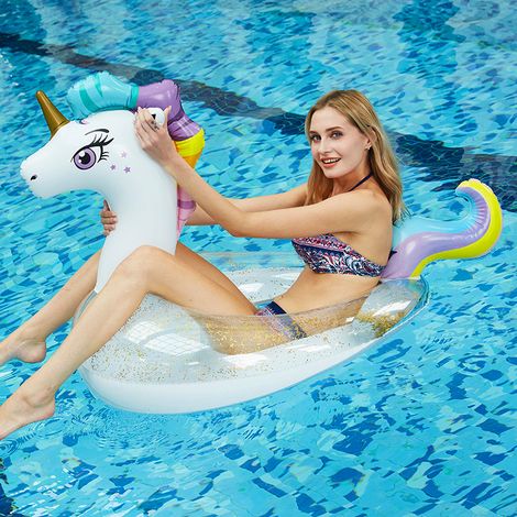 Bouée gonflable licorne pour piscine, 150 x 85 x 85 cm, pour la natation. (1/5)