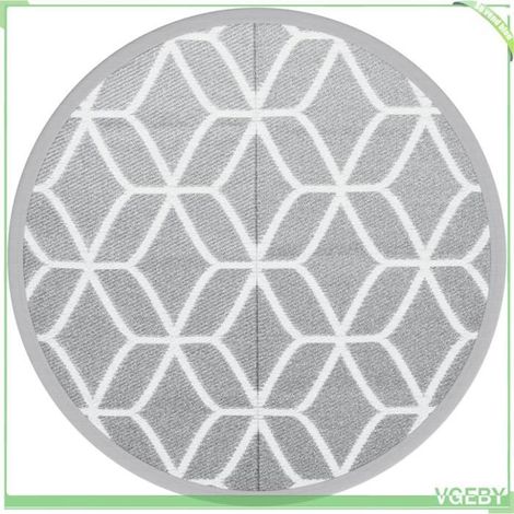 Tapis d'extérieur - FAFEICY - ARAKIL - gris - Ø160 cm - réversible anti-UV (1/5)