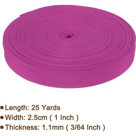 Nylon-Gurtband, 25 Yards x 1 Zoll, leichtes Polypropylen-Gurtband für Rucksackgurte zur Reparatur von Heimwerkergeräten, Outdoor-Gepäckgurte, rosarot (1/4)