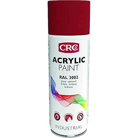 Peinture acrylique en aérosol CRC, RAL 3002 Rouge carmin. Conception robuste, 400ml ( Prix pour 1 )