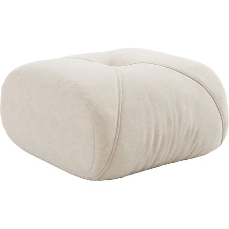 Pouf imbottito in ciniglia beige chiaro HOMVRA (1/5)