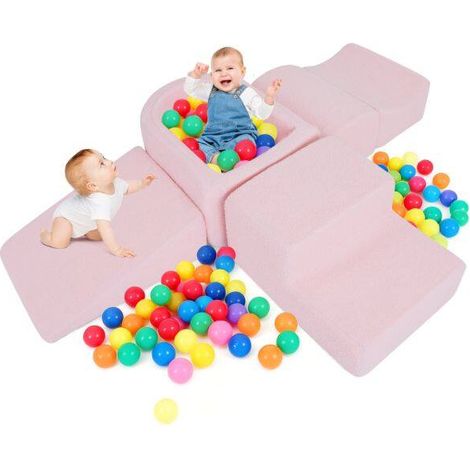 5-Piece Climb and Crawl Soft Play Set Foam Climbing Blocks-Pink (1/5)
