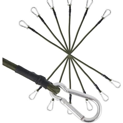 Lot de 6 Tendeurs en Caoutchouc avec Mousqueton, 60cm Longueur 8mm Épaisseur, Super Élastiques, avec Crochet en Métal pour Bagages Vélo Camping (1/5)