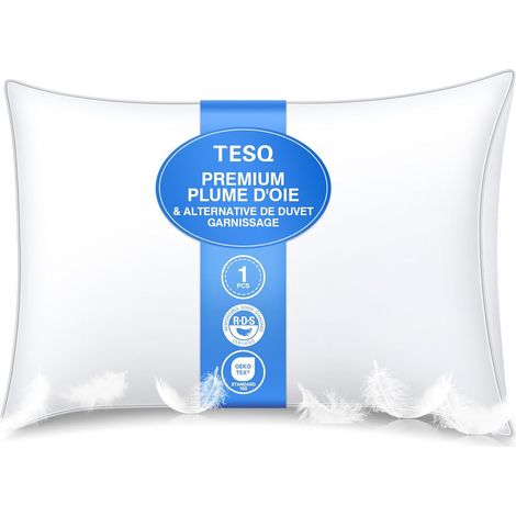 Oreiller en Plumes 50 x 70 cm, Triple Couche, Ultra Doux (1/5)