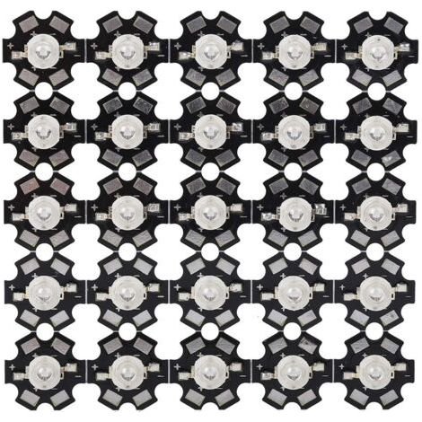25 pièces 3W LED puce ultraviolette lumière 395nm-400nm lampe UV haute puissance perles diode puces avec base en aluminium (1/5)
