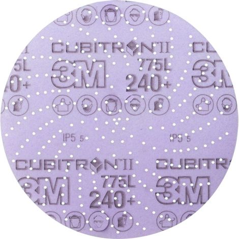 3M Disque abrasif adhésif (CER) Hookit 775L Perforations multiples,⌀ 125 mm, Grain: 240