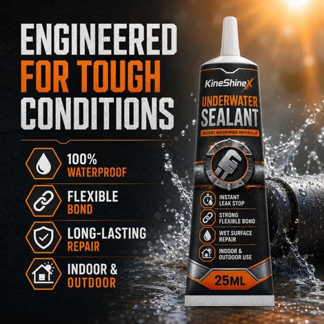 KineShineX underwater sealant provides strong adhesion and quick leak prevention even on wet surfaces, suitable for swimming pool pipes, etc. (1/4)