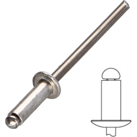 Rivet aveugle tout alu 4X6 Epaisseur de serrage 0.5 à 2 Tête plate RAL7016 gris anthracite
