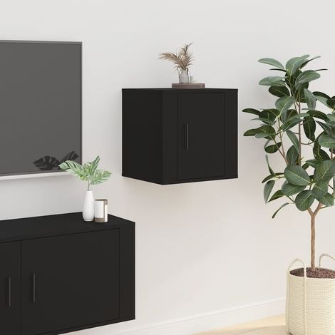 Meuble TV mural, Banc TV, Meuble TV suspendu, Lowboard Noir 40x34,5x40 cm YHJ83452 (1/5)
