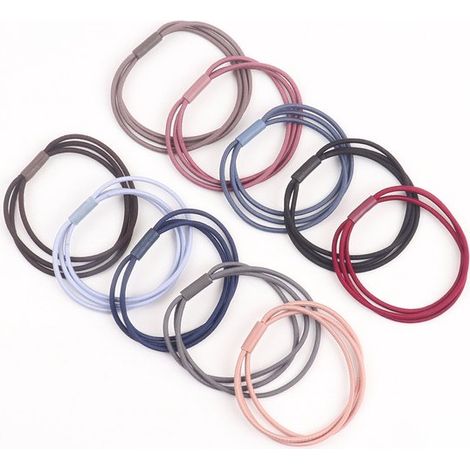Juego de 100 gomas para el pelo de colores，elásticas de buena calidad sin metal，3,5 cm de diámetro，10 colores，para trenzar el cabello (1/3)