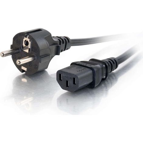 Cable d'alimentation - 1 Unité - PVC Noir - 2M IEC C13 vers Schuko - PC et électroménager (1/5)