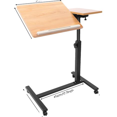 Escritorio móvil para ordenador, altura regulable, superficie inclinable, color negro. (1/2)