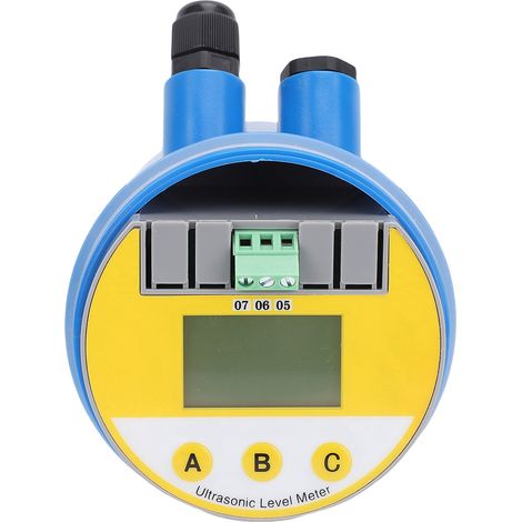 Compteur de niveau à ultrasons LCD capteur d'eau liquide numérique DC24V affichage LED 4-20mA sortie analogique 666RP bleu 0-10M (1/5)