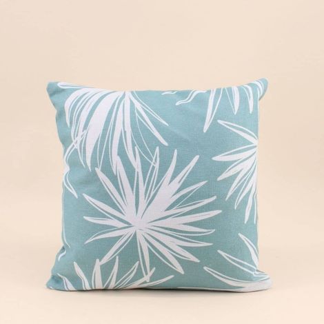 Coussin déperlant & anti uv fleuri vert 40x40cm (1/5)