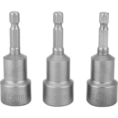 Set De 3 Douilles Magnétiques 15mm - Acier Trempé Finition Noire - Pour Visseuse Et Perceuse Électrique (1/5)