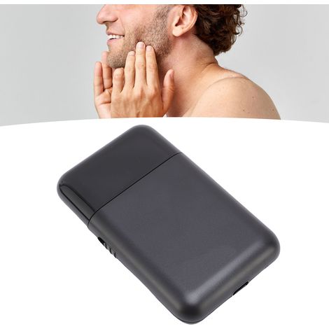 Tondeuse à barbe électrique rechargeable USB 5W, portable, pour homme, idéale pour les voyages, la maison et le bureau (noire). (1/4)