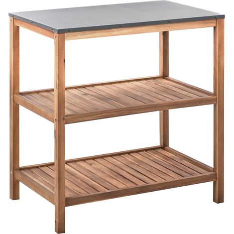 Big Kitchen Island BRUCOLI Acacia Wood Brown