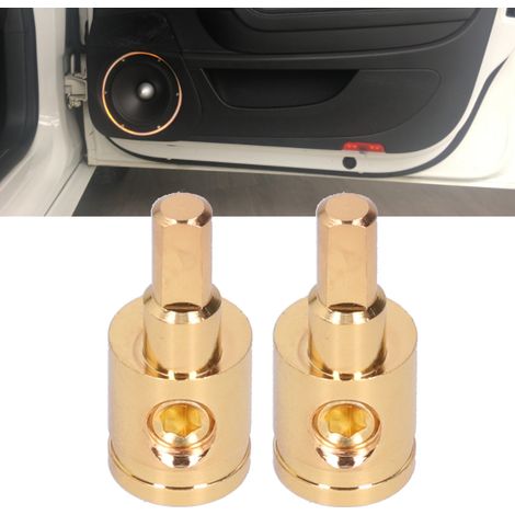 Lot de 2 connecteurs réducteurs de câble 0GA en cuivre pur plaqué or pour modification d'amplificateur audio de voiture (1/5)