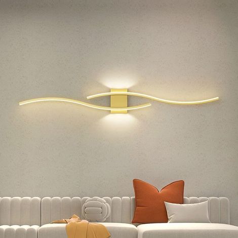 Applique murale moderne en arc, Applique LED d'intérieur, Lampe de chevet, Plafonnier, Lampes décoratives, 60 cm x 15 cm (lumière chaude) (1/5)