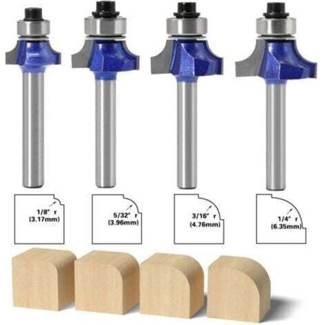 4PCS Fraise à Arrondir à Bois Carbure Routeur Fraise à arrondir Carbure Queue 6mm Fraises Rondes Routeur Bits Bois Outils Carpenter