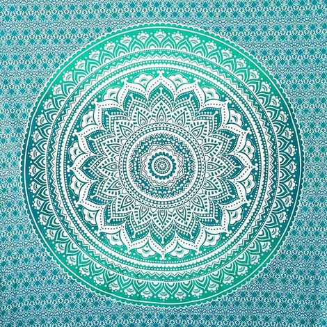 Multifunktionale Mandala-Matte – Großes XXL-Strandtuch, riesig und sandabweisend – Ideal als großes Pareo, dünne Picknickdecke, Yoga- und Campingdecke – Türkis, 210 x 230 cm (1/4)