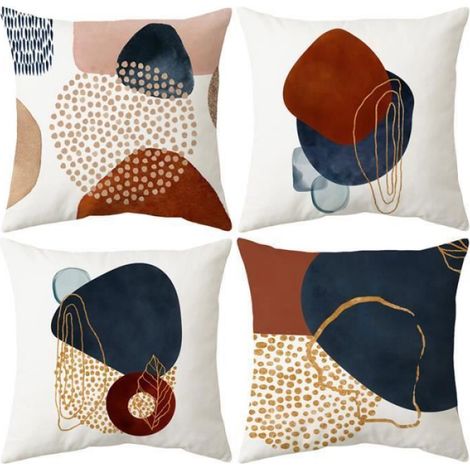 Housse De Coussin - 40x40 cm - Motif Geometrique - Pour Salon Chambre Decoration Interieure - Lot De 4 (1/4)
