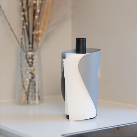 Porte-rouleau d'essuie-tout gris Support pratique et élégant Le porte-rouleau est idéal pour la cuisine et la salle à manger Porte-rouleau de papier au design scandinave (1/5)