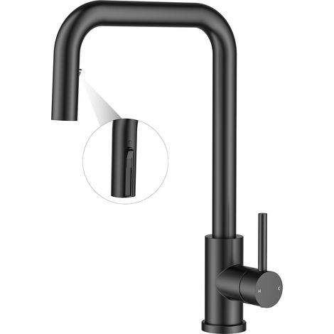 Robinet Cuisine, Mitigeur Cuisine pivotant à 360°, Robinet evier de cuisine monocommande en forme de L pour 1 trou, Idéal pour les cuisines familiales, camping-cars et buanderies (1/5)