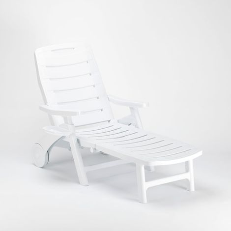15-er Premiere Stock Sonnenliegen klappbar aus Kunststoff für Pool und Strand - Weiß
