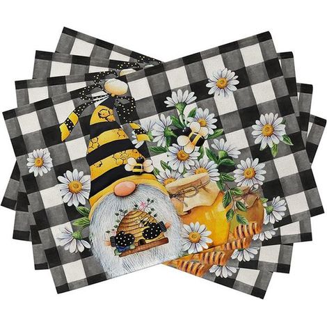 Juego de manteles individuales de verano (4 piezas), manteles individuales de temporada de 3045 cm con flores silvestres y motivos primaverales (1/5)