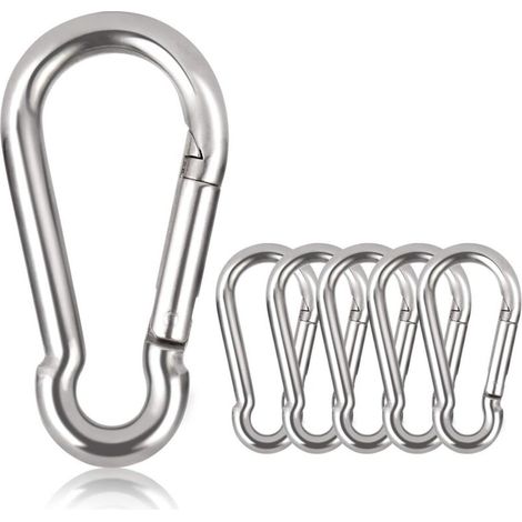 Lot de 6 mousquetons Porte-clés - Diamètre 6 mm - Charge maximale 160 kg - Crochets d'escalade galvanisés (Φ6 x 60 mm) (1/5)