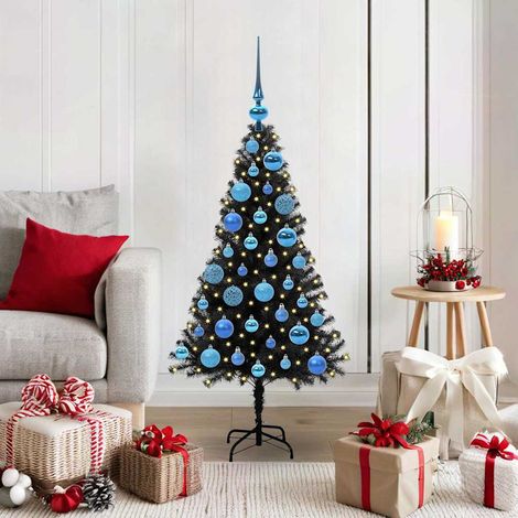 Weihnachtsbaum mit 150 LEDs mit Ständer Schwarz 120 cm PVC
