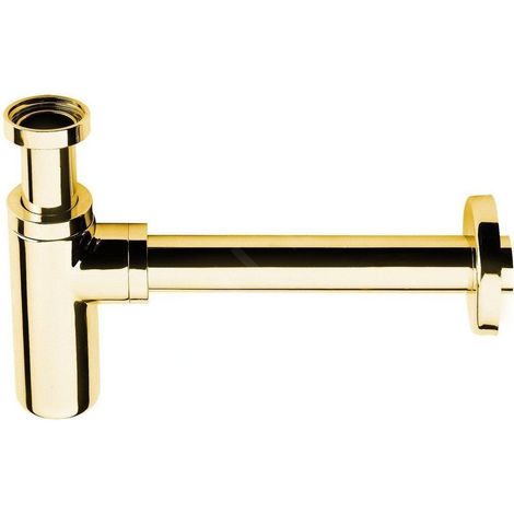 Sapho Siphons - Siphon de lavabo, 1 1/4, sortie d'évacuation 32 mm, rond, or SI517 (1/3)