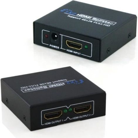 Splitter HDMI - 1 Entrée vers 2 Sorties - Résolution 4K UHD 2160p - Compatible Dolby True HD et 3D - Pour TV PC Lecteur DVD - 1 Pièce (1/4)