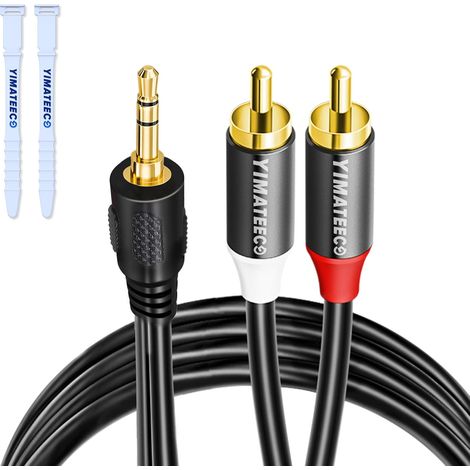 Câble Jack 3.5mm vers 2 RCA Mâles Adaptateur RCA Jack Audio Stéréo Compatible avec TV PC Smartphone Tablette Amplificateur Chaîne Hifi DVD Barre de Son Home Cinéma Autoradio Enceinte. (1/5)