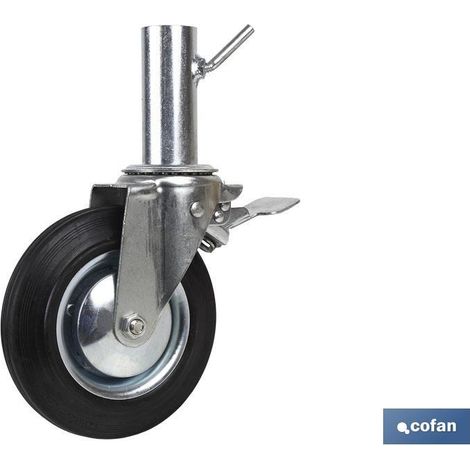 Rueda Giratoria Andamio con Freno 200 x 46 mm Tubo Hembra