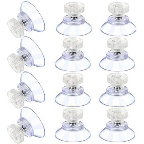 12 Grandes Ventouses Ventouses en Plastique Ventouse Anti-Collision Transparente en Caoutchouc Vis Écrou en Métal Ventouse Solide en PVC Transparent Remplacement avec Écrou de Vis (25M5-6) (1/4)