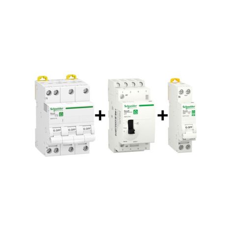 Schneider - Contacteur heures creuses 4P 25A + Disj 2A + Disj 16A 4P - Ru00e9f. : R9PCTH4+R9PFC602+R9PFC716 (1/5)