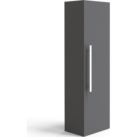 NRG 1200mm Gloss Grey Wall Mounted Tall Bathroom Storage Unit (1/3)