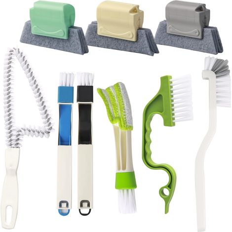 Bosse de Nettoyage Rainure Fenetre 9 Pièces Brosse Rainure Fenêtre Outils de Nettoyage pour Rainures Brosse Fente Multifonction Brosse de Nettoyage (1/4)