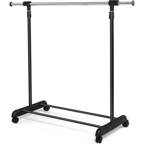 Stand appendiabiti estensibile con ruote, Appendiabiti regolabile in acciaio inox 140x42x170cm (1/4)