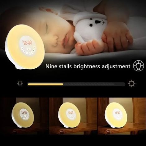 LOLOLOO Radio Réveil Simulateur d'Aube - Lampe de Chevet 7 Couleurs LED - Bruits de la Nature - FM (1/4)