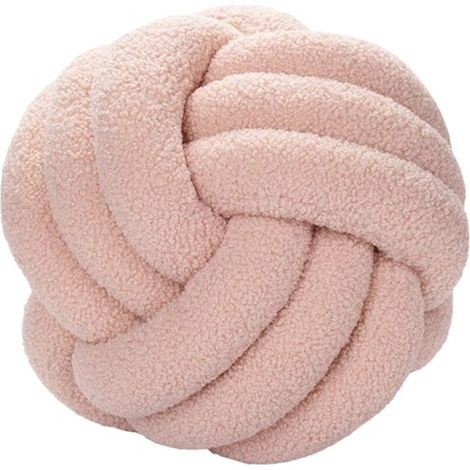Filiyano-Coussin à pompons noués, ultra doux, décoratif, tissé à la main, coussin de canapé en velours d'agneau, coussin noué, coussin de canapé rose (1/4)