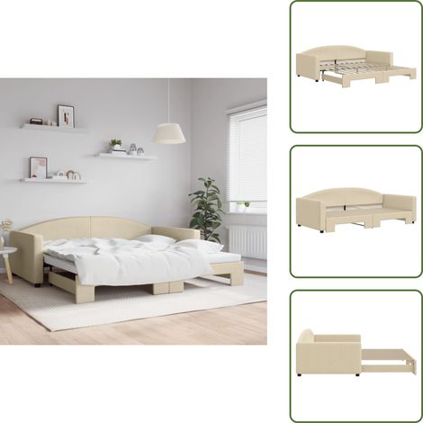 Sofá cama con cama nido - vidaXL Sofá cama nido tela crema 100x200 cm - Sofá cama moderno