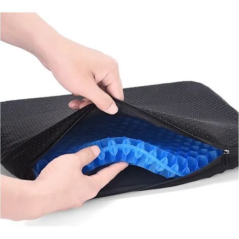 Gel-Sitzkissen, druckentlastend, orthopädisch, mit rutschfestem Bezug. Kompatibel mit Auto/Büro/Rollstuhl. (1/4)