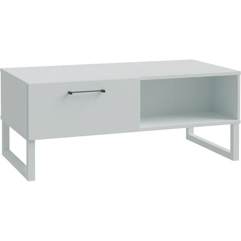 Table basse 110 cm décor gris clair mat poignées métal noir - ASTORIA (1/5)