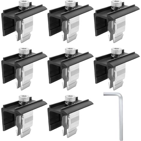 Fixation Panneau Solaire 8 Pièces Kit de Support de Panneau Solaire en Aluminium 30 mm avec Ecrous et Boulon pour Photovoltaïque Camping Car Toiture Mural Modulhöhe 30mm-45mm (1/5)