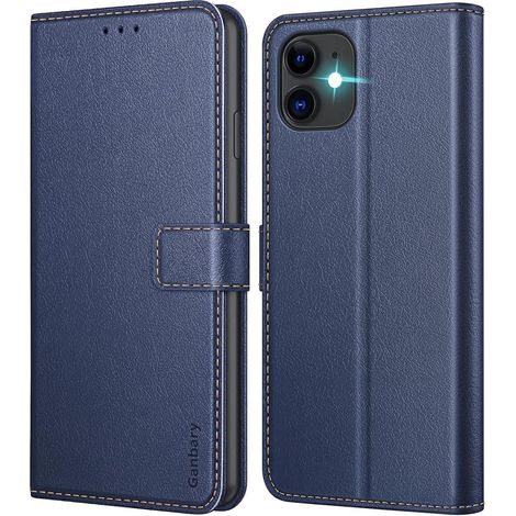 Ganbary iPhone 11 Hülle Leder Klapphülle Blau Kartenschlitzen Magnetverschluss (1/5)