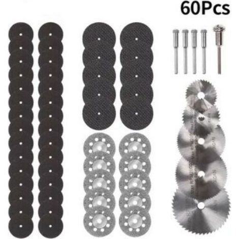 60pcs Mini Diamond Cutting Discs, Mini HSS Circular Saw Blades, Mini Cutting Discs for Wood, Glass, Plastic, Metal and Stone